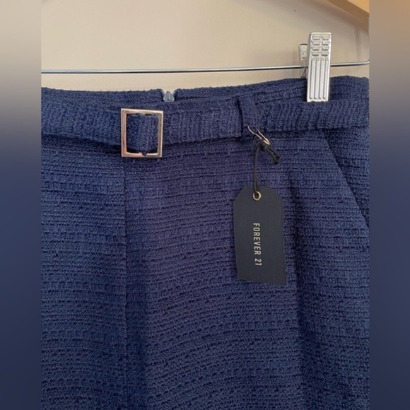 Forever 21 Tweed Skirt Navy Blue Size 27 Medium New - Picture 2 of 4